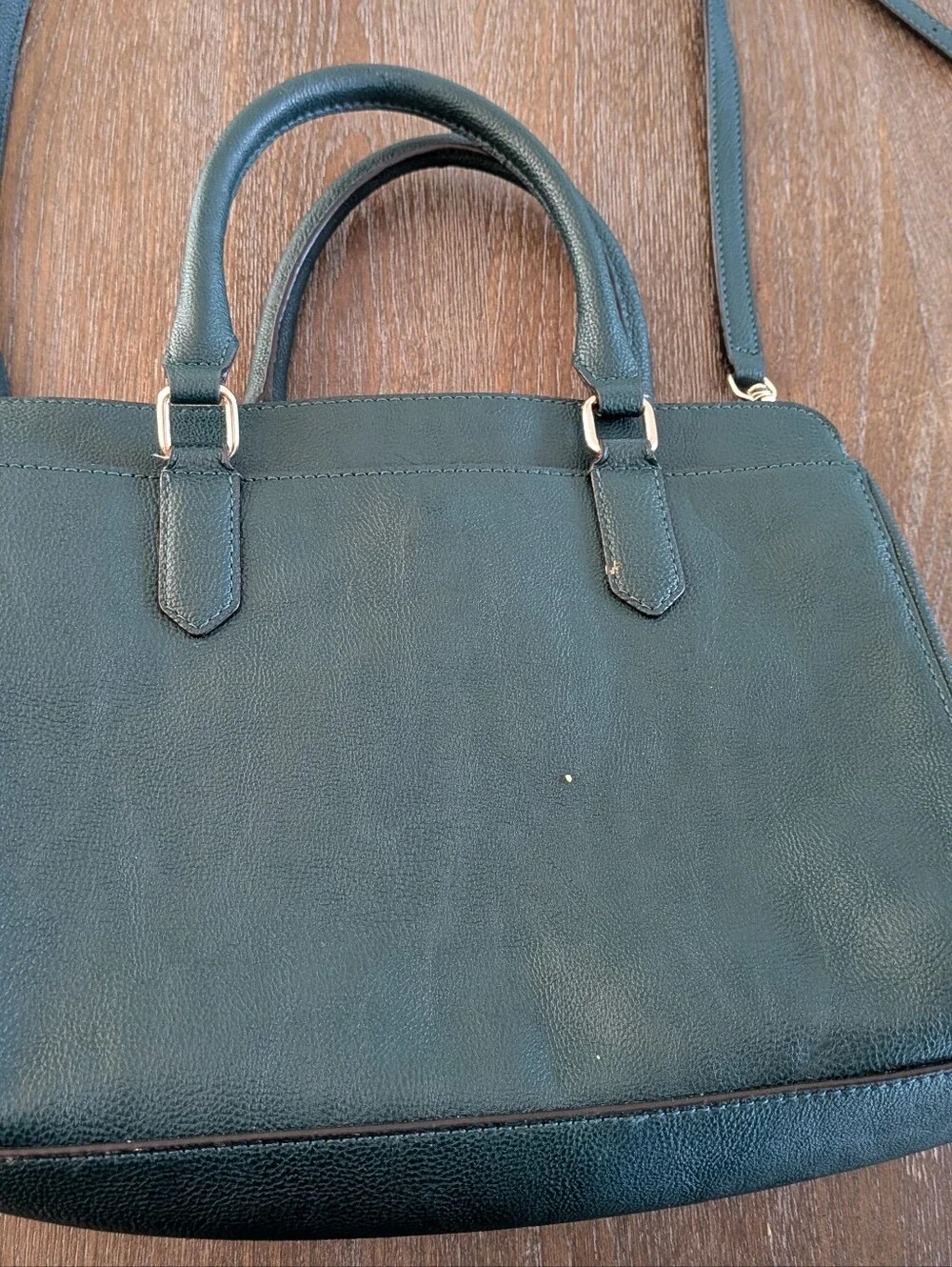 Karl Lagerfeld Green Leather Satchel with Shoulder Strap